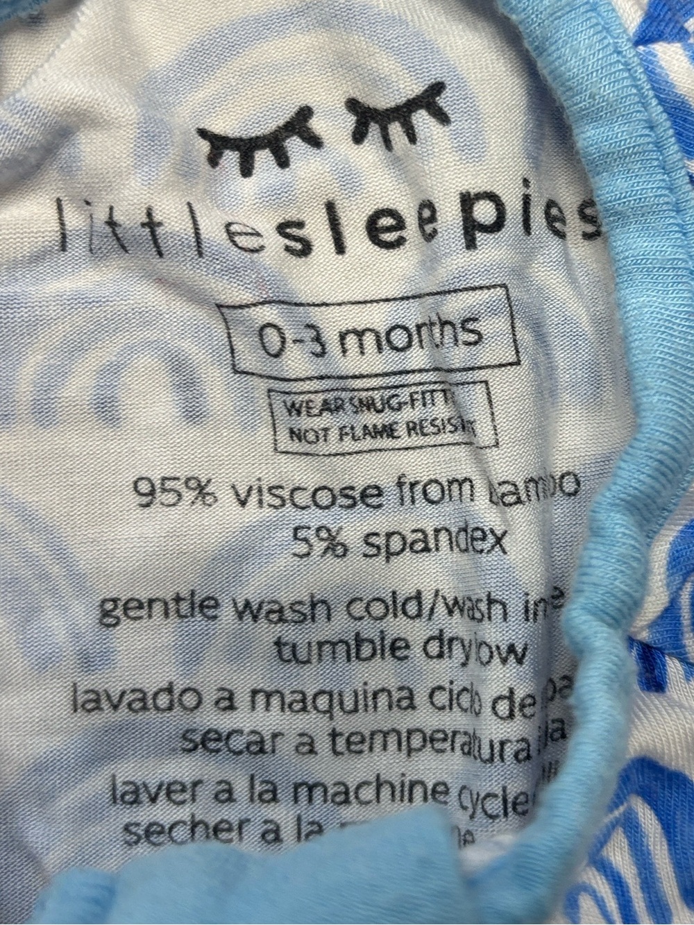 Little Sleepies Blue Rainbow Long Sleeve Zipper Onesie Bamboo Size O-3 Months - Picture 3 of 3